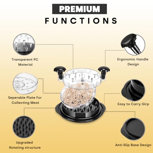 3-Layer Chicken & Meat Shredder (With Cleaning Brush & Tongs & Ergonomic Handle)