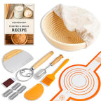 Handmade Eco-Friendly Banneton Proofing Basket & Sourdough Starter Kit