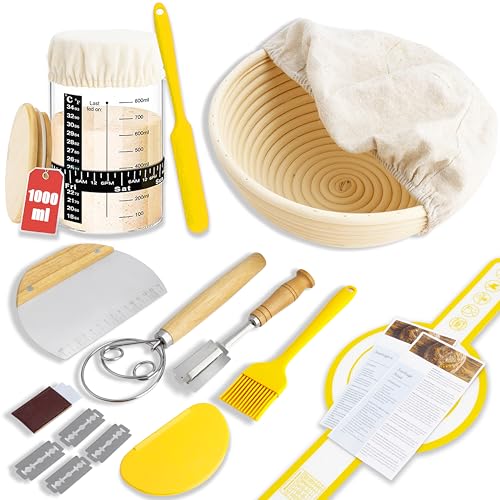 Handmade Eco-Friendly Banneton Proofing Basket & Sourdough Starter Kit