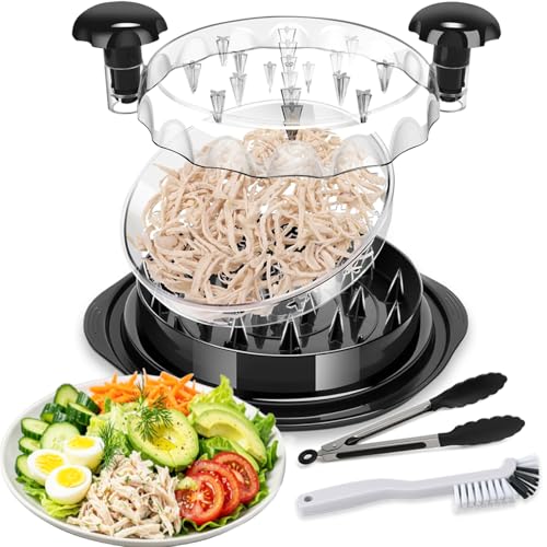 3-Layer Chicken & Meat Shredder (With Cleaning Brush & Tongs & Ergonomic Handle)
