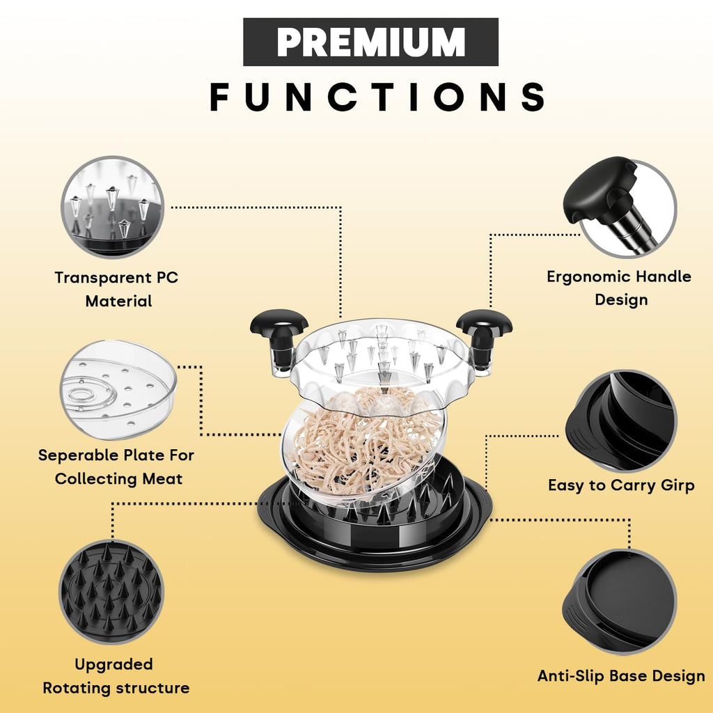 3-Layer Chicken & Meat Shredder (With Cleaning Brush & Tongs & Ergonomic Handle)