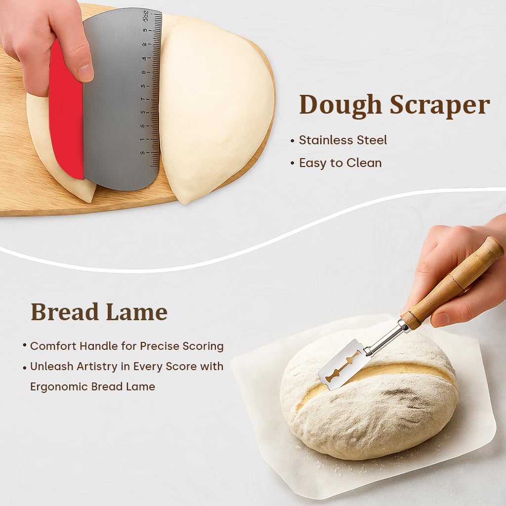 Handmade Eco-Friendly Banneton Proofing Basket & Sourdough Starter Kit