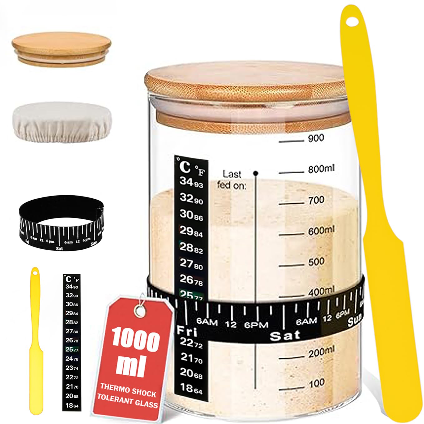 1L Borosilicate Glass Sourdough Starter Kit