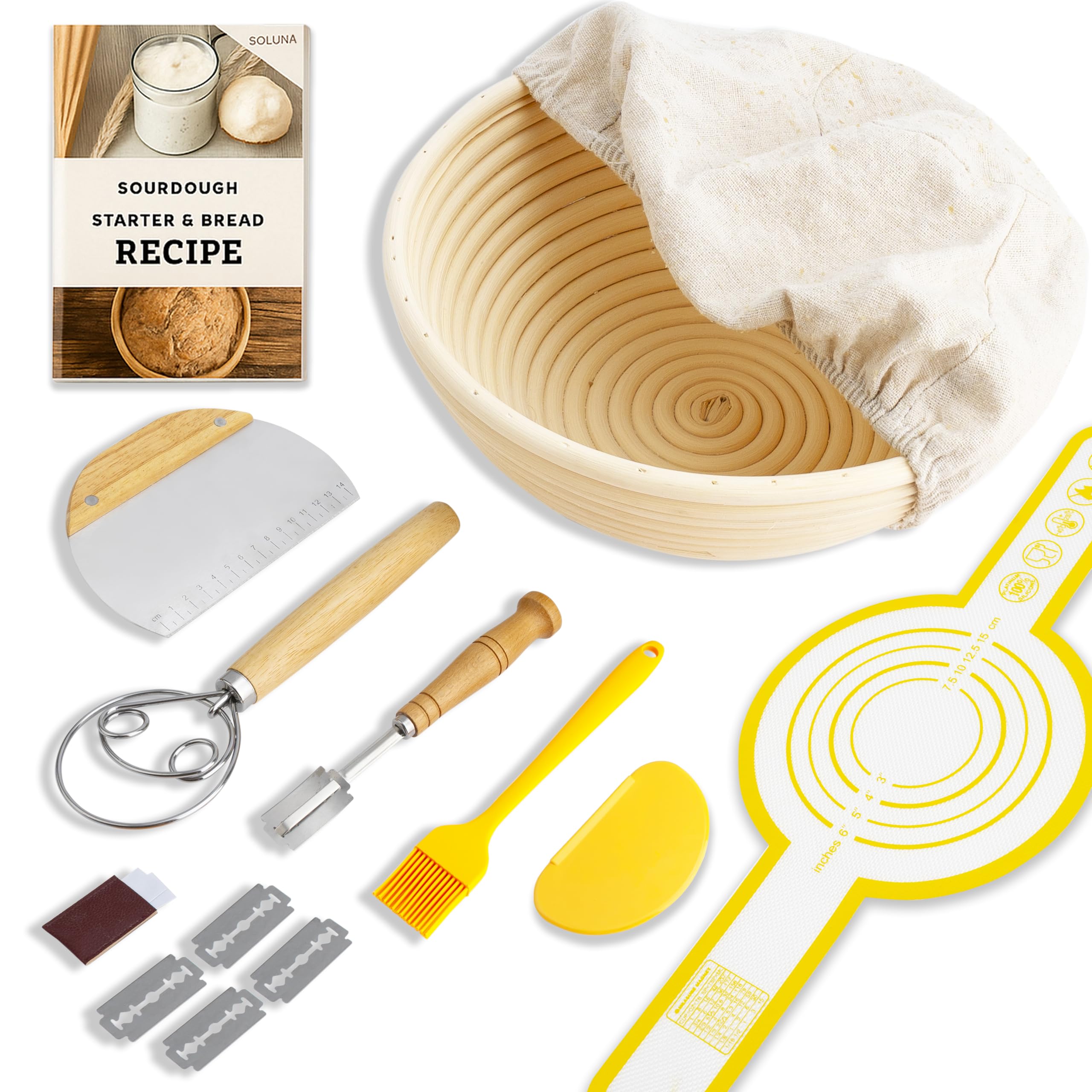 Handmade Eco-Friendly Banneton Proofing Basket & Sourdough Starter Kit