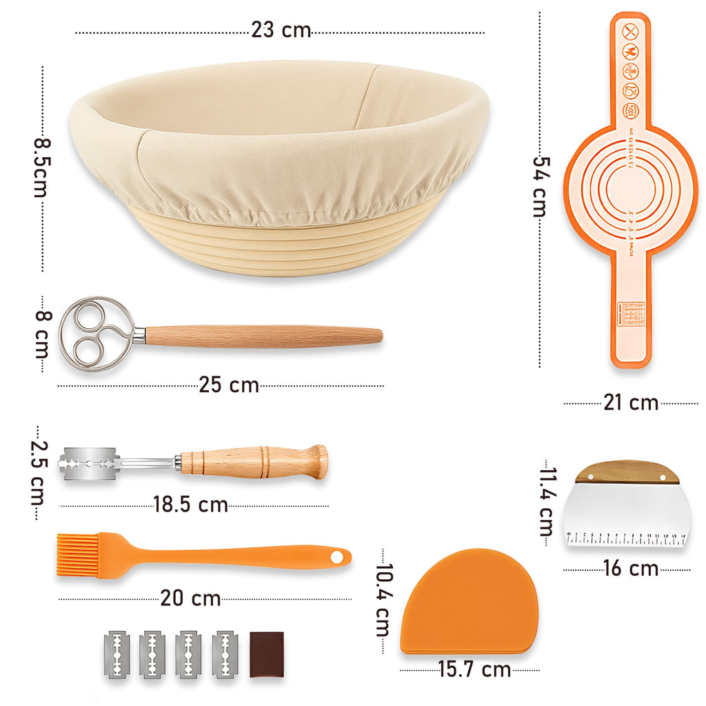Handmade Eco-Friendly Banneton Proofing Basket & Sourdough Starter Kit