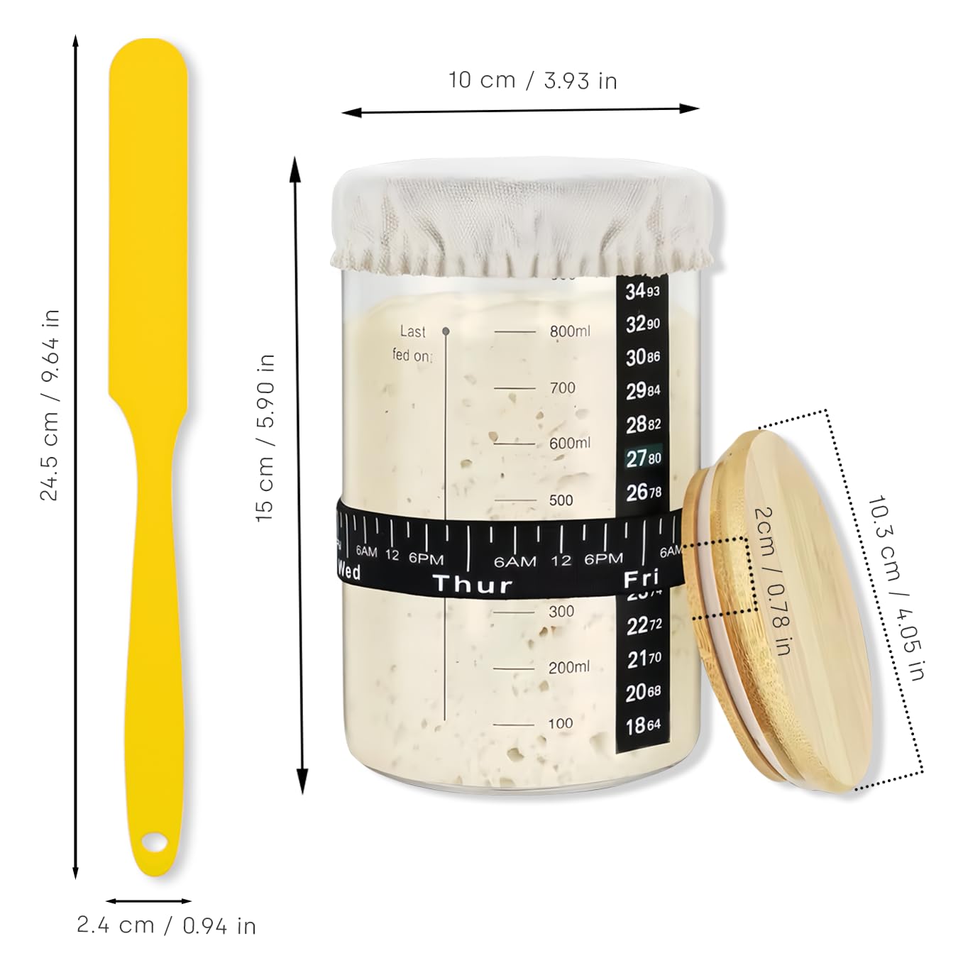 1L Borosilicate Glass Sourdough Starter Kit