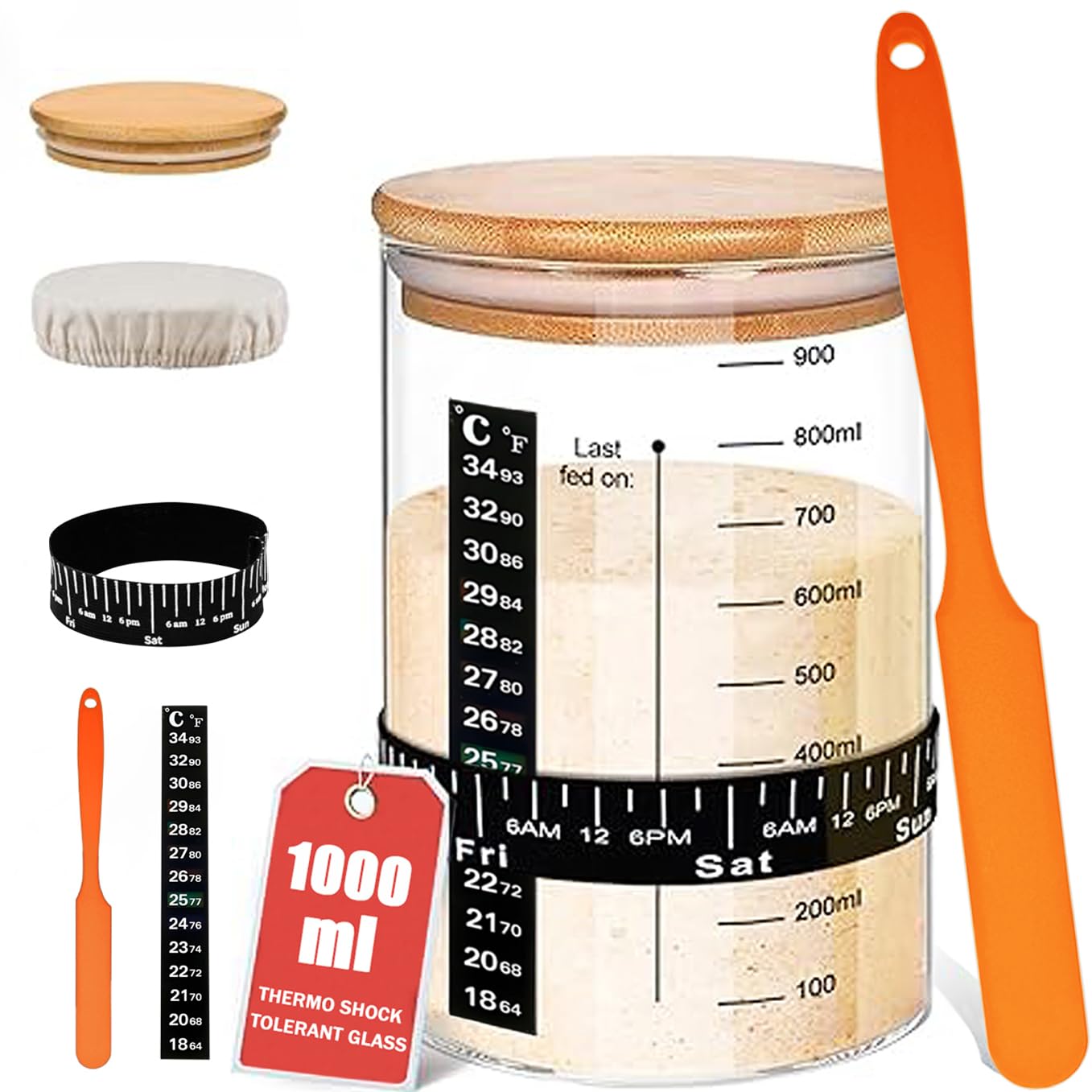 1L Borosilicate Glass Sourdough Starter Kit
