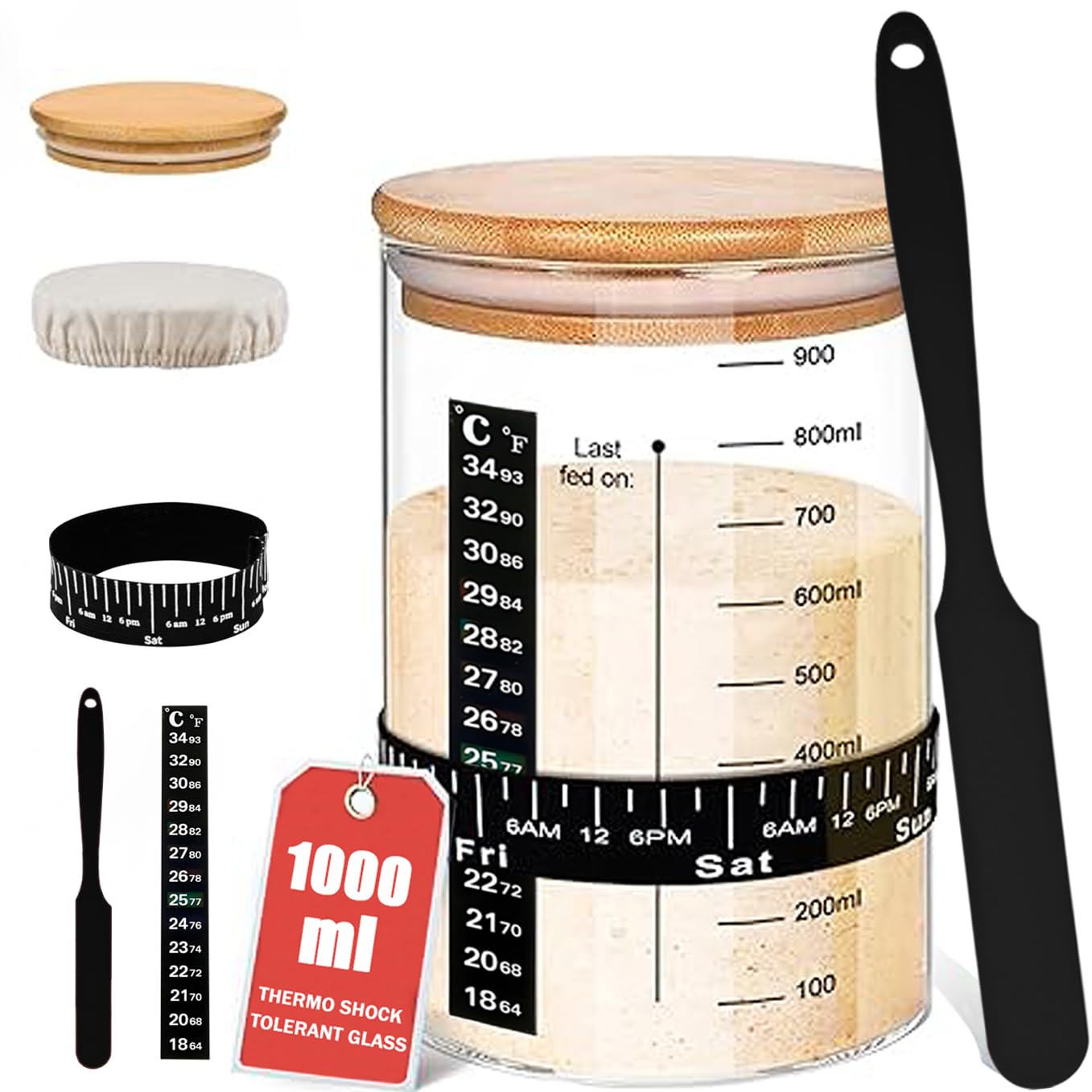 1L Borosilicate Glass Sourdough Starter Kit