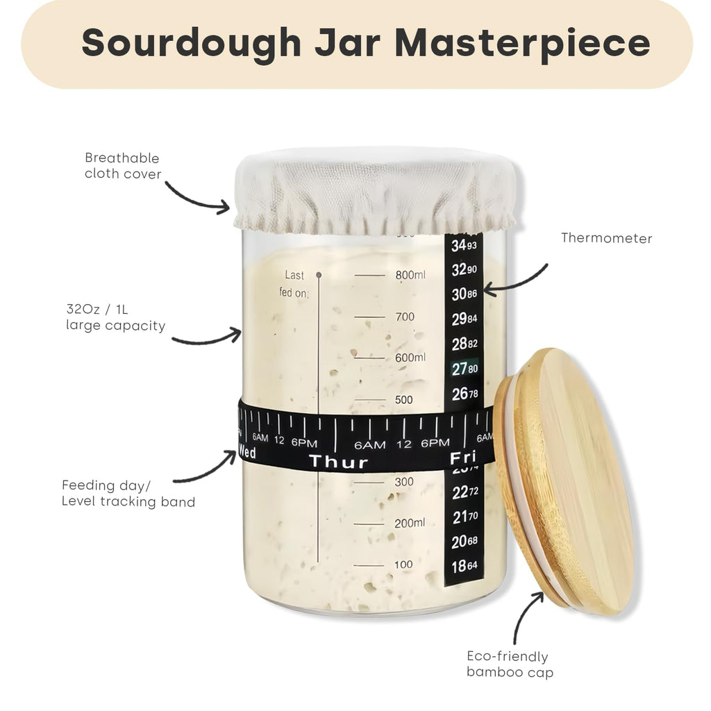 Handmade Eco-Friendly Banneton Proofing Basket & Sourdough Starter Kit