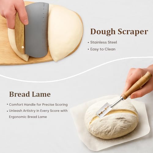 Handmade Eco-Friendly Banneton Proofing Basket & Sourdough Starter Kit