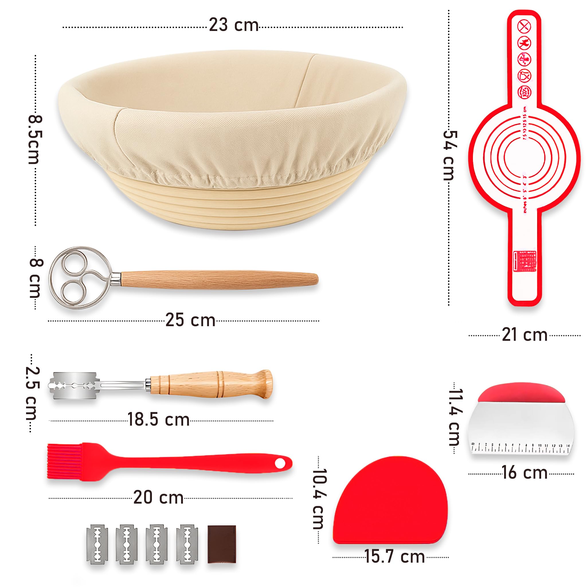 Handmade Eco-Friendly Banneton Proofing Basket & Sourdough Starter Kit